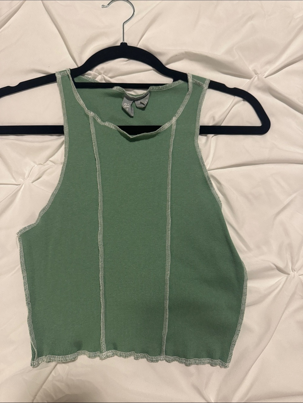 Seamed Ribbed Tank Top in Sage Green